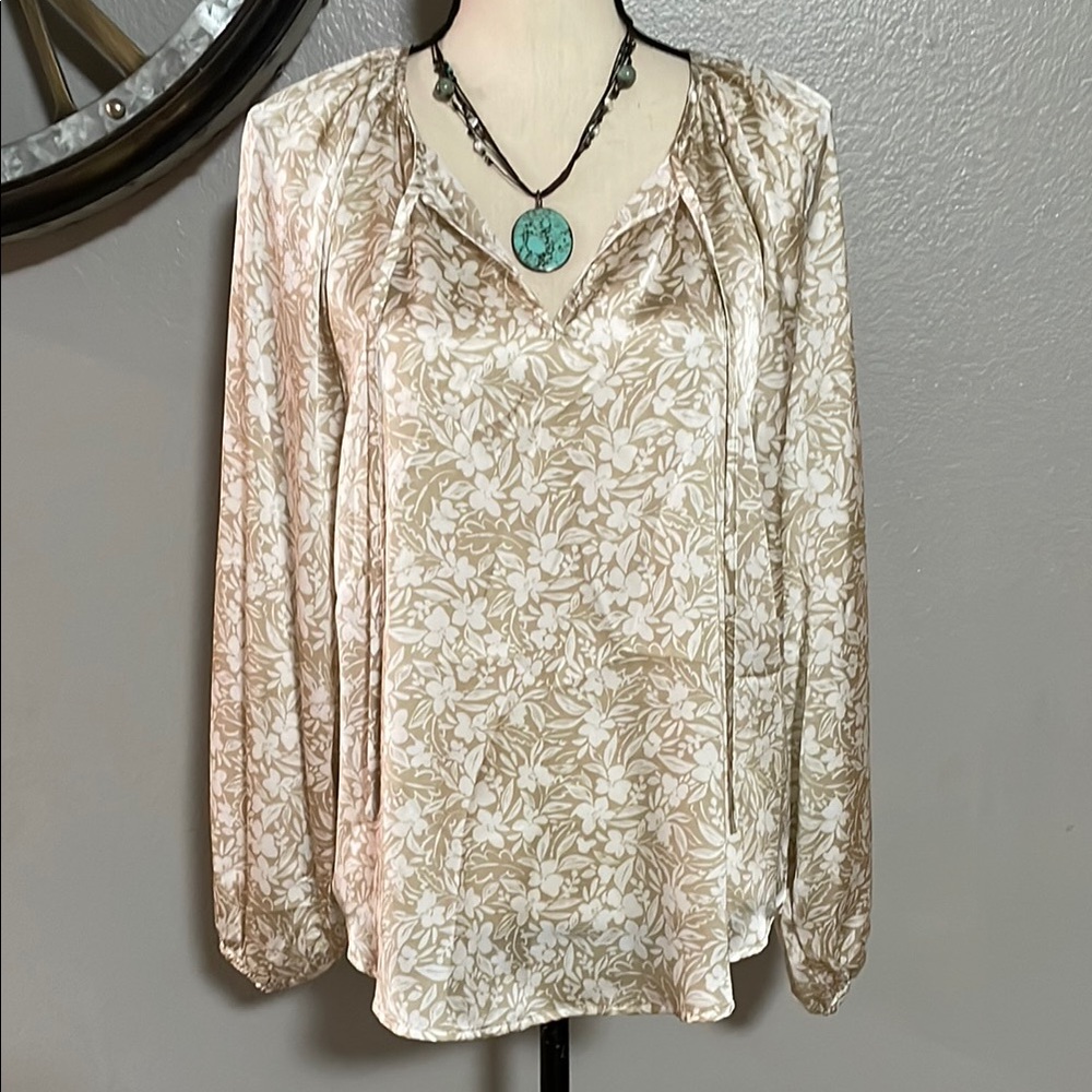 HAVER LONDON Floral Print Women's Top - Cream and Tan